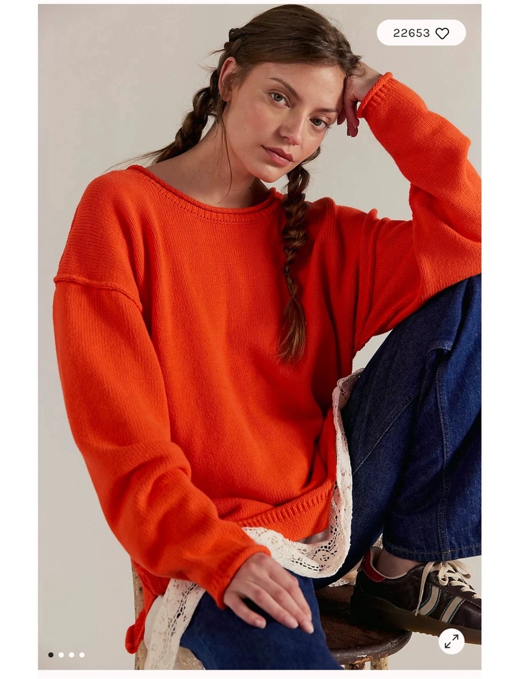 NEW Free People We The Free Ella Roll-Neck Knit Sweater Size M Cherry Tomato